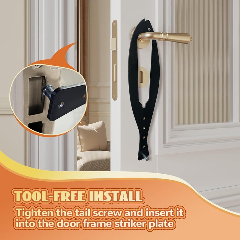 TGIOW Cat Door Latch, 2 Pcs Cat Door Stopper Pet Door Latch to Keep Dog Out of Litter Box and Food, Door Prop for Cat with 5 Adjustable Size Strap 2.5-6" Wide, No Measuring, Easy to Install, Black - Image 4
